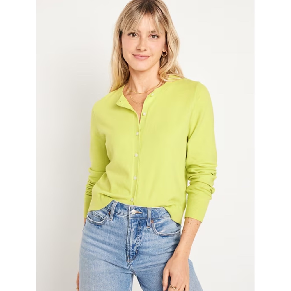 Old Navy Lime Green CashSoft Cardigan Sweater